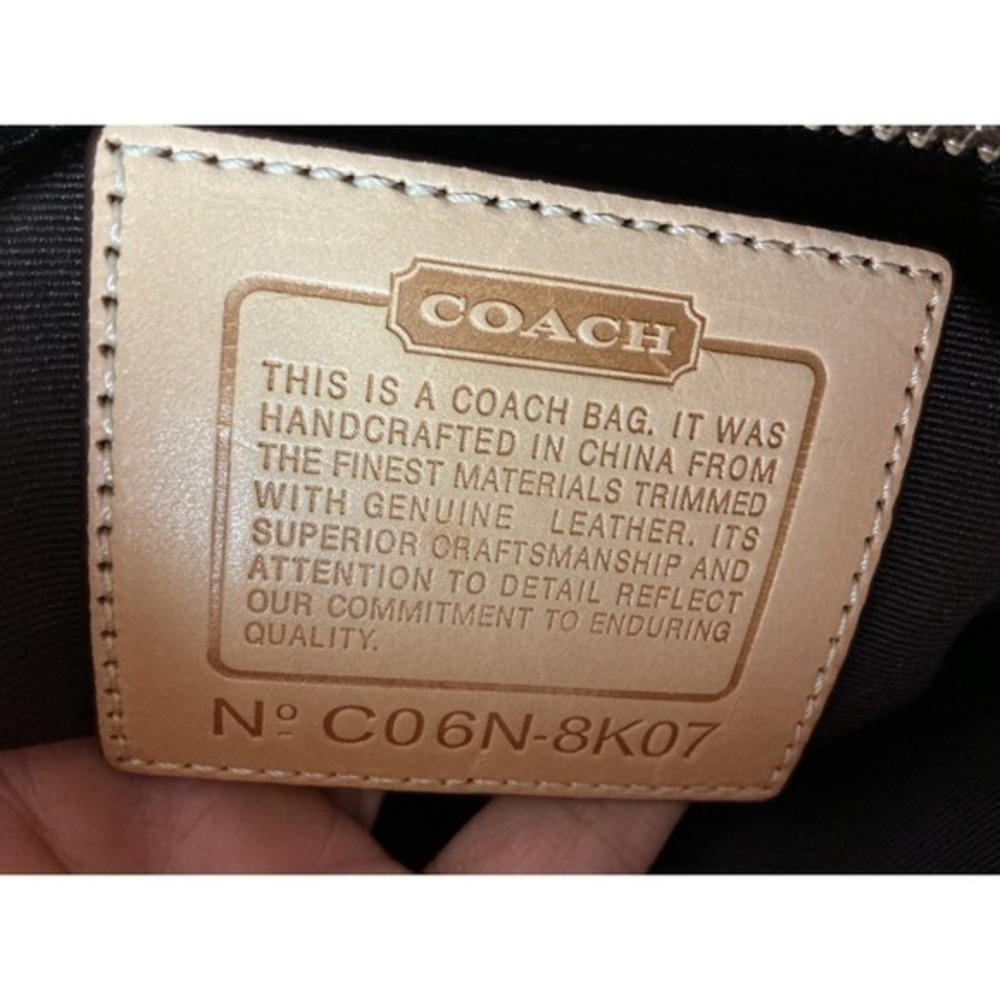 Coach‎ Signature Satchel Tote Tan Leather Trim Classic Shoulder Bag Vintage Y2K - Picture 8 of 11